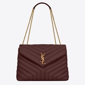 AUTHENTIC SAINT LAURENT LOULOU M Shoulder Bag Maroon DARK LEGION RED
